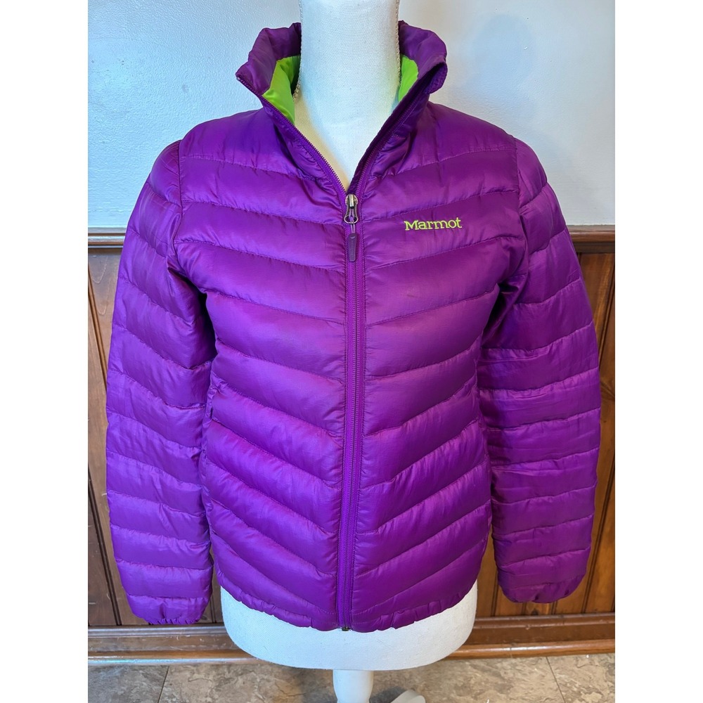 Marmot Womens 700 Fill Down Jena Jacket Purple Lime‎ Green Lightweight Size XS